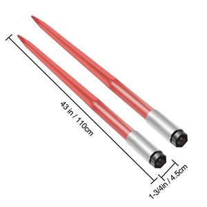 Coppia di Forche per Balle di Fieno Rosse Rivestite da 43 Pollici con Capacità di 3000 Libbre, Attacco Rapido, Forche Quadrate per Balle di Fieno da 1 3/4 Pollici per Trattori - Product Image 6