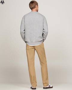 Relaxed <b>Crewneck</b> Fleece Striped Hoodie Winter Streetwear Staple with Hooded Collar Easygoing Weekend Ready for Every Wardrobe - Product Image 5