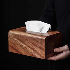 Boîte à serviettes rectangulaire en bois avec incrustations pour un décor élégant et une organisation quotidienne des tissus à la maison ou au travail - Product Image 5