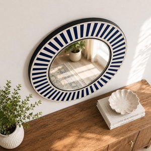 Miroir mural décoratif de salle de bain et de maison, élégant, avec cadre en bois incrusté de os, fait main, design bohème, écologique et de qualité supérieure - Product Image 6
