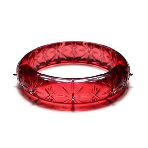 Brazalete Vintage Brillante, Joyería de Estilo Antiguo Tallada a Mano, Pieza de Resina Retro para Looks Clásicos - Product Image 4