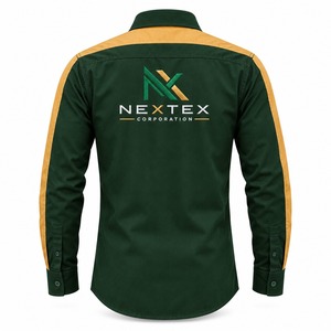 Camisa de trabajo para hombre, de algodón, manga larga, con botones, color marrón y verde, con parches, transpirable, uniforme. - Product Image 5