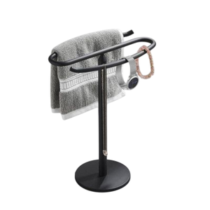 Porte-serviettes en métal sur pied avec base blanche pour rangement de salle de bain, support simple, résistant à la rouille, fait main - Product Image 5