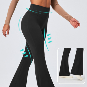 Flare <b>Leggings</b> For Women High Waist Crossover Yoga Pants High Quality Soft Athletic <b>Flared</b> Trousers Compression Gym Wear - Product Image 3