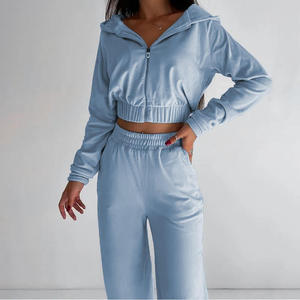 Women's Two-Piece Reversible <b>Athletic</b> Tracksuit Set High-Stretch 100% Cotton Hip-Hop Activewear Eco-Friendly Fleece Lining for - Product Image 1