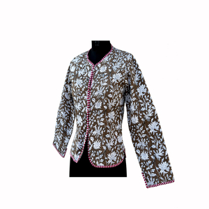 Veste en polaire réversible imprimée style vintage, motif floral indien, en coton, pour filles et femmes, manteau court d'hiver - Product Image 4