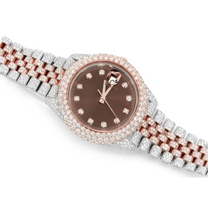 Reloj de Lujo con Esfera de Acero Inoxidable, Diamantes Moissanite, Estilo Hip Hop para Hombre y Mujer, Cristal de Cuarzo Disponible en India - Product Image 3