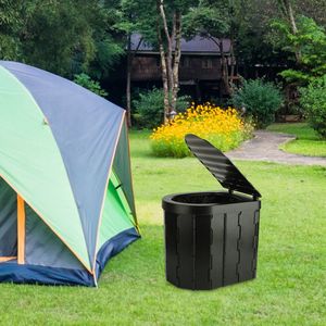 WC Portatile Pieghevole con Coperchio per Adulti, Design Moderno per Campeggio, Esterni e Villa, Include 1 Rotolo di Sacchetti per Rifiuti - Product Image 6