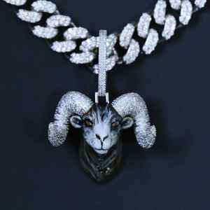 จี้รูปหัวแกะประดับเพชรโมอิสซาไนต์แบบกำหนดเองได้ ดีไซน์โดดเด่น พร้อมเพชรทรงกลมเงินแท้ 925 เครื่องประดับจี้และชาร์มสุดหรู - Product Image 4