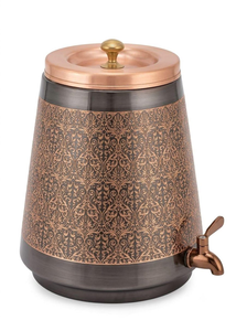 <b>Copper</b> Beverage Dispenser with <b>Ornamental</b> Metal Finish Vintage Drink Server with Tap for Home Restaurant & Event Use - Product Image 2