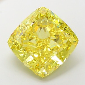 Diamant CVD de laboratoire 11.10 CT, taille coussin, Jaune vif fantaisie, VS2, EX Polish, en vrac, Article en stock pour la vente en gros B2B - Product Image 1