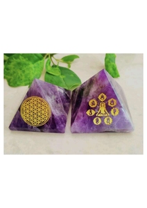 Pyramide d'orgonite en agate naturelle gravée, améthyste, pour la méditation et l'énergie de guérison - Product Image 3