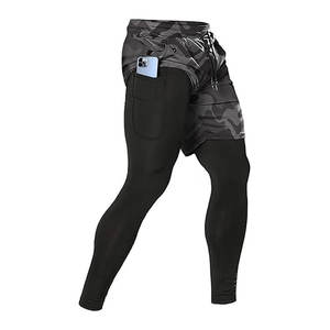 Pantalones de running 2 en 1 para hombre, pantalones de compresión para entrenamiento en el gimnasio, leggings deportivos para hombre con estilo único - Product Image 3
