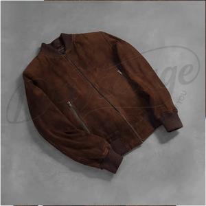 Blouson en daim de chèvre artisanal couleur cacao avec col côtelé minimaliste – Vêtement de luxe pour homme, toucher velouté, vente en gros - Product Image 3