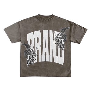 Ensemble T-shirt et short pour homme, violet délavé, avec motif ange, coupe oversize, style streetwear vintage, ourlet brut, deux pièces assorties, tenue décontractée d'été - Product Image 4