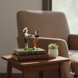 Figura de Cristal Soplado a Mano, Pareja con Base Verde, Decoración de Estilo Tradicional para Sala de Estar, Regalo de Aniversario - Product Image 2