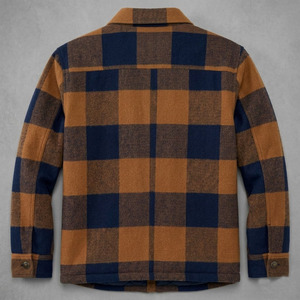 2026 Veste chemise zippée pour homme, personnalisée OEM, en polyester matelassé épais à carreaux, coupe ajustée décontractée, vente en gros - Product Image 3