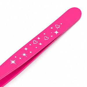 Pince à épiler SHEARS BEAUTY rose à pointe fine, inclinée, en acier inoxydable, moderne, durable, motif cœur et étoile - Product Image 5
