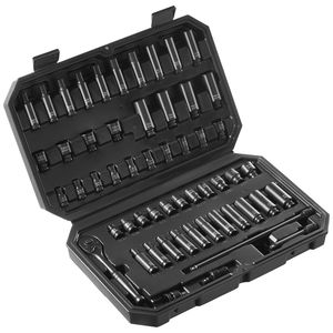 Set di chiavi a bussola a impatto da 55 pezzi, profonde e piatte, da 1/4'' SAE (5/32''-9/16'') e metriche (4-15mm), a 6 punte, in acciaio legato CR-V, per riparazioni auto - Product Image 3