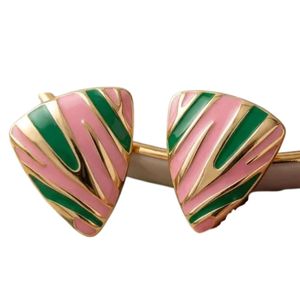 Pendientes de Oro de 14K con Estampado Animal Rosa y Verde, Joyería de Moda para Mujer, Pendientes Elegantes con Patrón, Accesorio de Regalo para Fiestas - Product Image 6