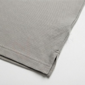 Polo en piqué de coton gris à manches courtes pour homme, décontracté, respirant, coupe classique, design tricoté uni - Product Image 5