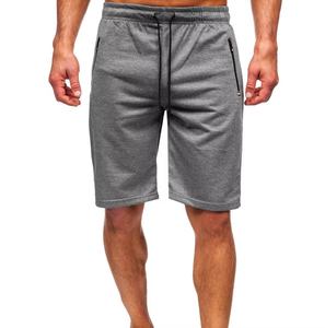 Shorts Bermuda en coton gris uni pour homme, taille élastique, décontractés, tricotés, respirants, avec cordon de serrage, shorts de basket-ball pour homme - Product Image 6