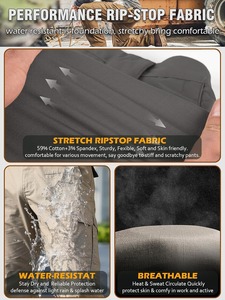 Pantalones de Trabajo Grises para Hombre, Cintura Elástica, Múltiples Bolsillos, Tela de Lona Transpirable, Corte Recto, Resistentes al Agua, para Verano - Product Image 6