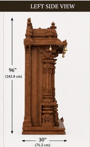 Solid Wood Handmade Wooden Pooja Door <b>Frame</b> Classic Style Home Shrine With Bells Traditional Carved Wooden Temple Door <b>Frame</b> - Product Image 3