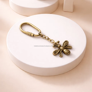 Vintage style brass <b>bee</b> keychain handmade metal <b>bee</b> keyring decorative bag charm accessory - Product Image 1