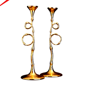 Elegant Bamboo Design Candlesticks Gold Metal Material <b>Candle</b> Holder for Home Hotel <b>Dinner</b> Table Decoration Candlestick - Product Image 1