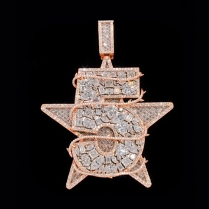 Colgante de Estrella con Diamante Natural Certificado por IGI en Oro Rosa Sólido de 18K, Estilo Hiphop Unisex para Uso Diario - Product Image 1