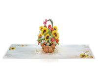 Panier en papier floral, carte pop-up 3D, forme hexagonale, carton imprimé numériquement, artisanat, décoration de la maison