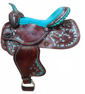 OEM Customized Western Horse Saddle Tack Set New Design with Genuine Leather Seat Tree Custom Style Color <b>Drum</b> Suede Fiber - Product Image 2