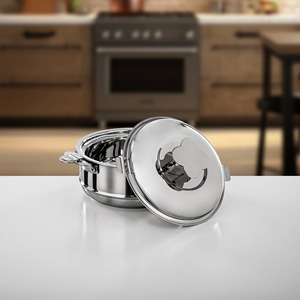 Olla de Metal Elegante y Creativa, Cazuela Redonda, Vajilla de Metal con Diseño Floral y Asa Decorativa - Product Image 2