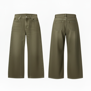 Jeans de Mezclilla Unisex Estilo Americano Vintage, Corte Recto, Cintura Media, Ajuste Holgado, Lavado Medio, Pantalones Casuales de Moda Urbana para Otoño - Product Image 1
