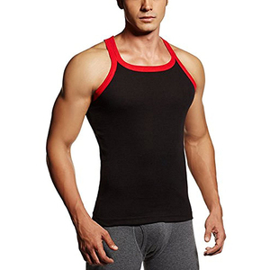 Débardeurs de fitness d'été respirants en Spandex/Coton pour hommes, personnalisables et de haute qualité, avec service OEM, col en V tricoté - Product Image 1