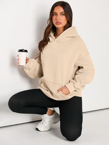 Vestido largo con capucha para mujer, sudaderas extragrandes, logotipo personalizado, sudadera con capucha de forro polar de talla grande, ropa deportiva de moda, servicio OEM - Product Image 6