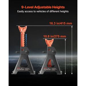 Cavalletti per auto in acciaio resistente da 3 tonnellate (6.600 libbre) con altezza regolabile da 10.8-16.3 e blocco automatico - Product Image 5