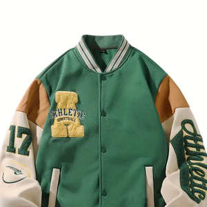 Veste de sport vintage pour homme, design brodé vert, col montant, tissu enduit sur le devant, couleurs et tailles personnalisables pour hommes - Product Image 6