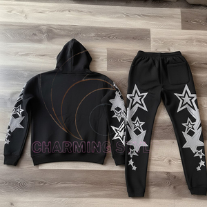 Denimes Men's 100% Cotton Pullover Hoodie High Quality Puff Printing Tears Sweatshirts Streetwear <b>Tracksuits</b> for Autumn - Product Image 6