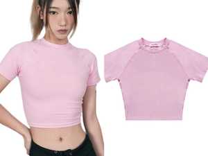 T-shirt court sexy personnalisé pour femme, coupe ajustée, en coton et élasthanne doux, style streetwear, imprimé baseball, pour l'été, Baby Tee - Product Image 2