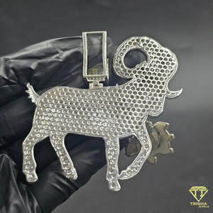 Pendentif Chèvre Personnalisé Haut de Gamme en Argent Sterling 925 avec Diamants de Laboratoire VVS, Bijoux en Gros - Product Image 6