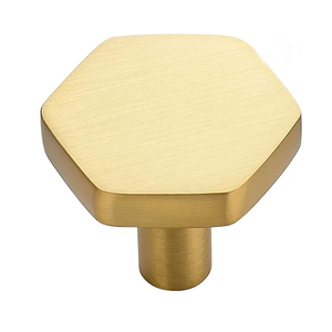 <b>Metal</b> Cabinet Knobs Solid Kitchen Cabinet Knobs Hexagon Shape Brushed Gold Knobs for Kitchen Cabinets and Drawers Dresser Knob - Product Image 1