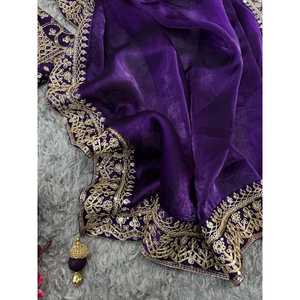 Designer Women's Party Wear <b>Saree</b> Set with Sequins and Dori Embroidery Work - Product Image 5