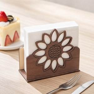 Wooden Tissue <b>Box</b> Holder With <b>Floral</b> Design Free Standing Decorative Stand - Product Image 4