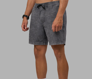 Pantalones Cortos de Algodón Lavado para Hombre, Color Sólido, Cintura Elástica con Cordón, Estilo Casual, Tipo Bermuda - Product Image 2