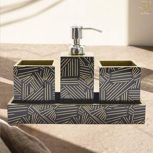 ชุดอุปกรณ์ห้องน้ำดีไซน์ทันสมัย ทำจาก MDF 4 ชิ้น พร้อมลายเคลือบเงา สำหรับบ้านและโรงแรม ที่วางแปรงสีฟัน ราคาประหยัด - Product Image 6