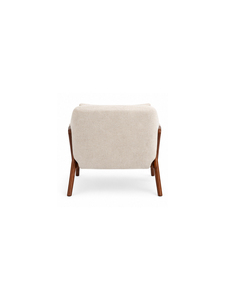 Fauteuil rembourré moderne de style mid-century avec pieds en bois et coussins beiges pour salon, meubles écologiques - Product Image 5