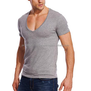 Camiseta de Cuello en V para Hombre de Algodón Pima de Buena Calidad, Fabricante de Ropa, Personaliza con tu Logotipo, Camiseta con Estampado Puff para Hombre - Product Image 2