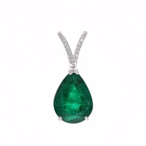 Pear Cut Emerald Pendant White Gold Plated Handmade 925 Sterling Silver Luxury Jewelry Women Elegant Gift - Product Image 5
